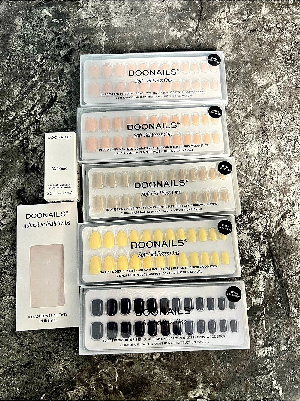 DOONAILS Gel-X Press On Nail Set Collection includes new bottle of glue & tabs